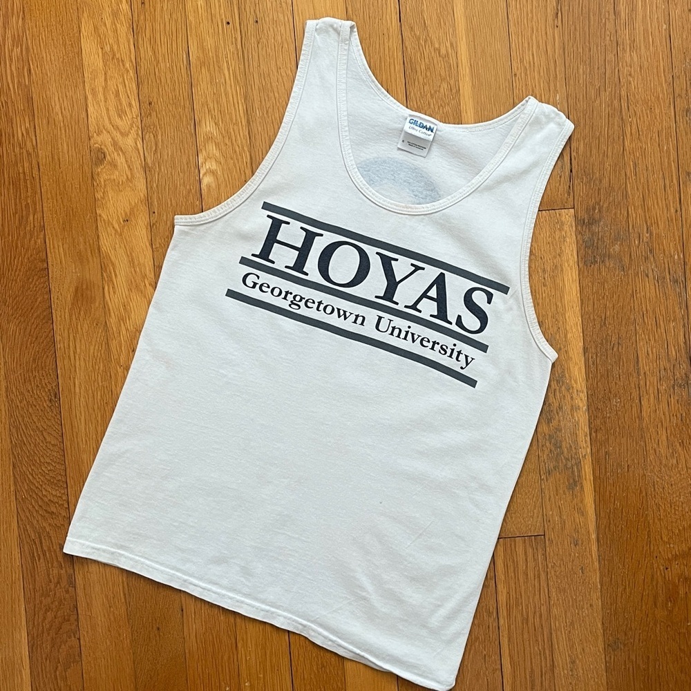 Vintage 90s Distressed Georgetown University Hoyas Track Shirt / Tank Top Size S